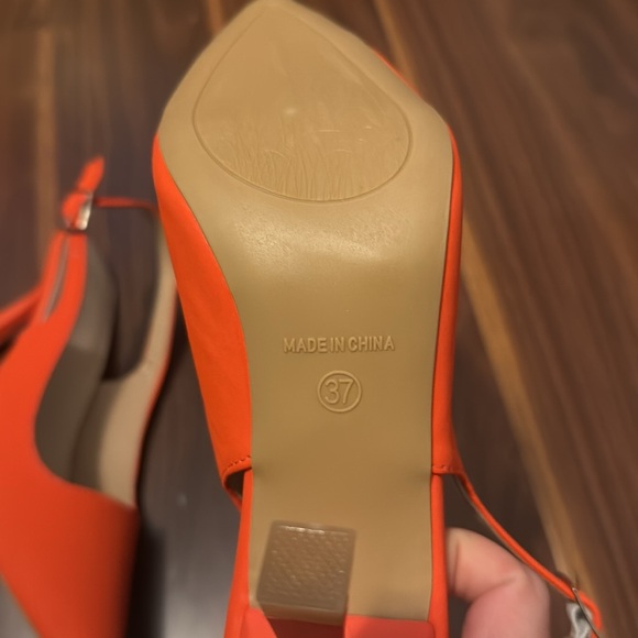 Women's Orange High Heel Sandals Stiletto Pointed Toe High Heels Pumps size 6.5 - Picture 9 of 9